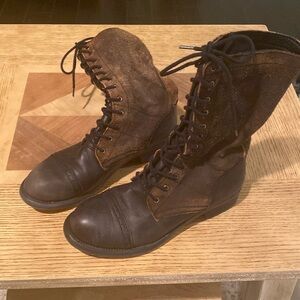 Free People Dark Brown Lace-Up Boots